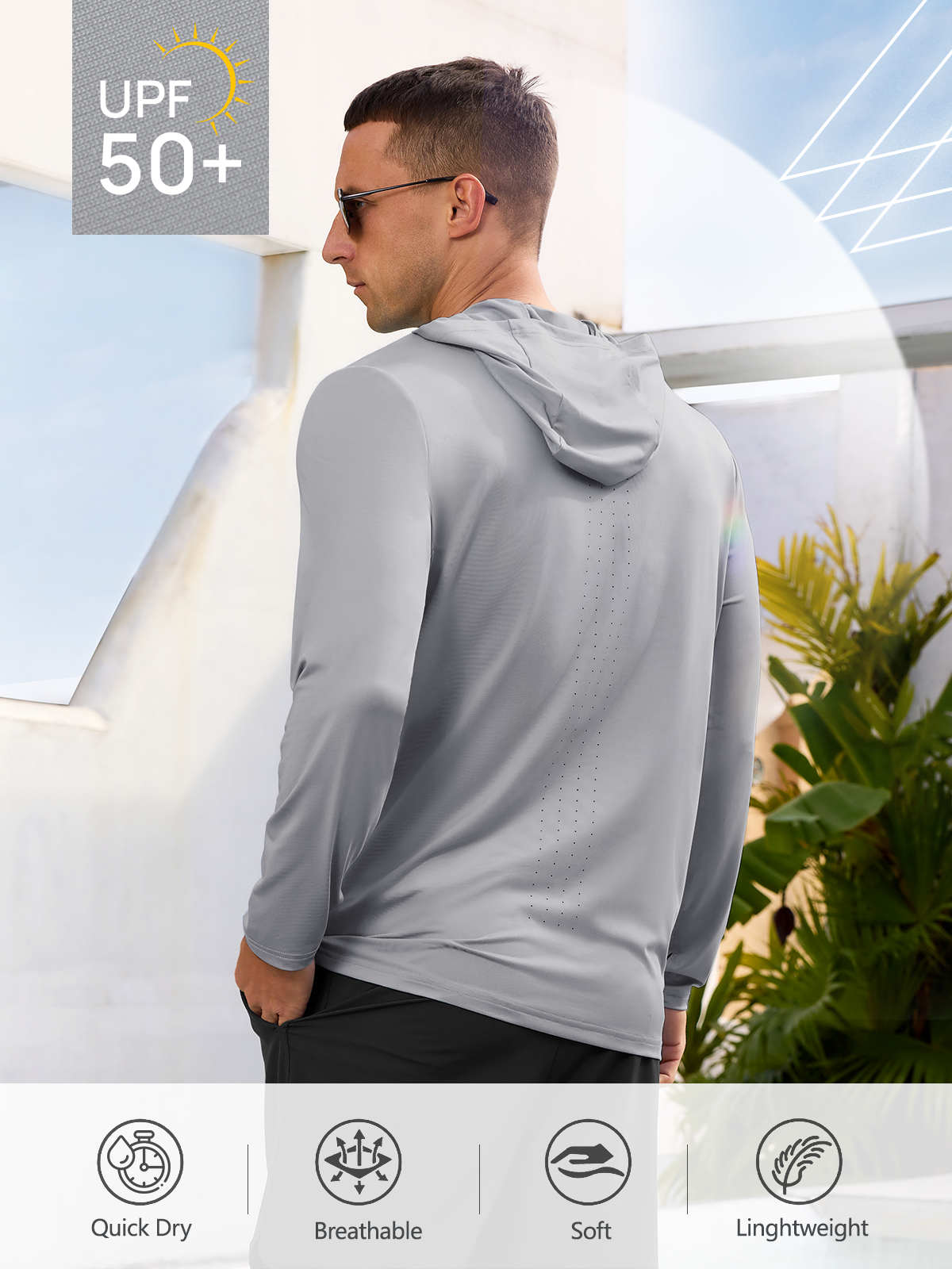 Men's Fishing Hoodie T-Shirt Long Sleeve Sun Protection for Run Hiking