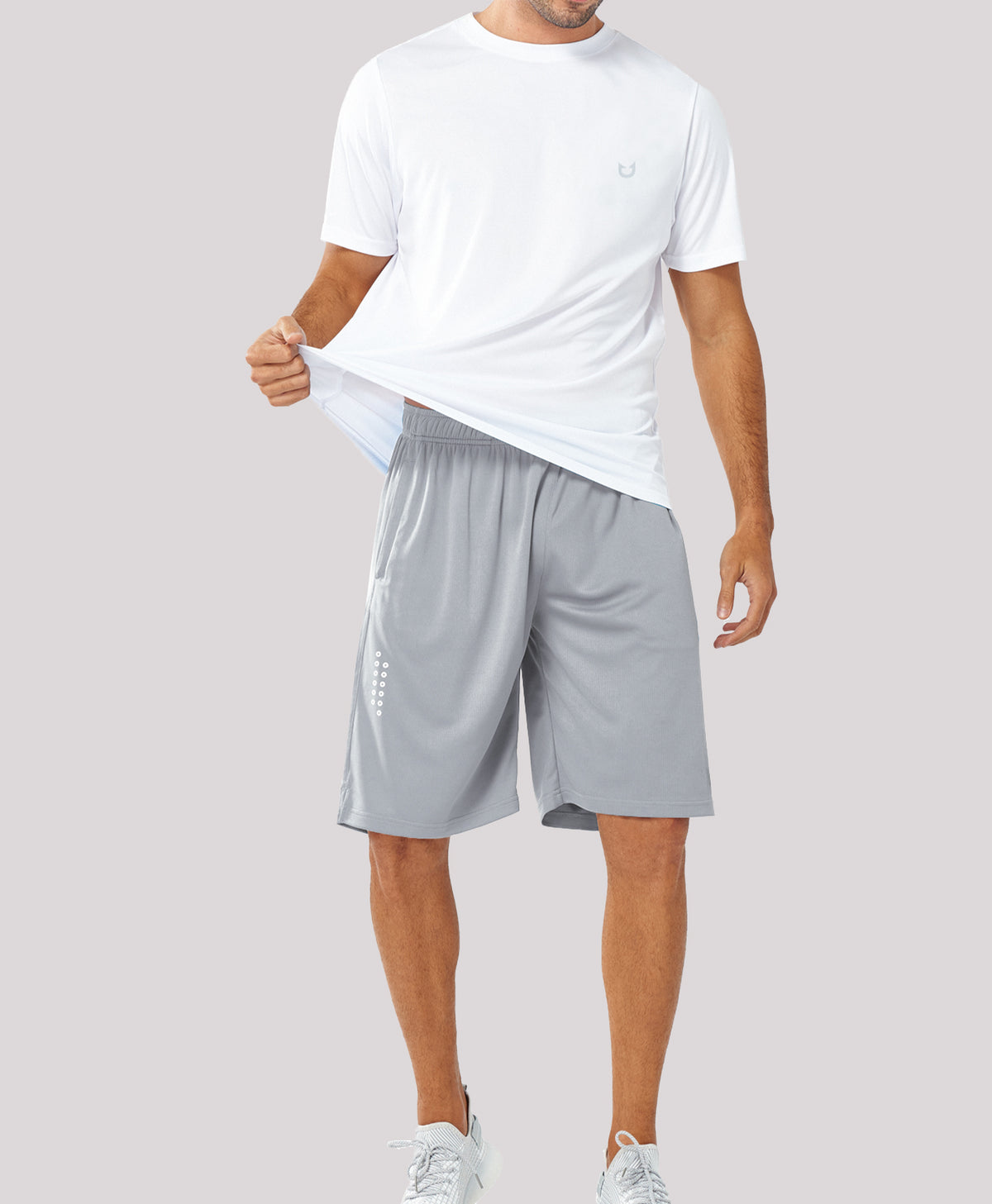 
Men's 10" Breathable Mesh Basketball Athletic Shorts — Light Grey