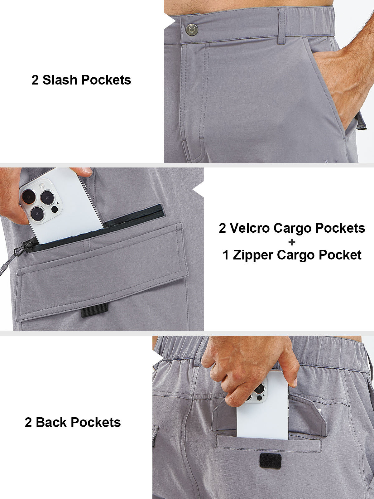 Men's Cargo Hiking Pants Lightweight with Multi Pockets for Outdoor