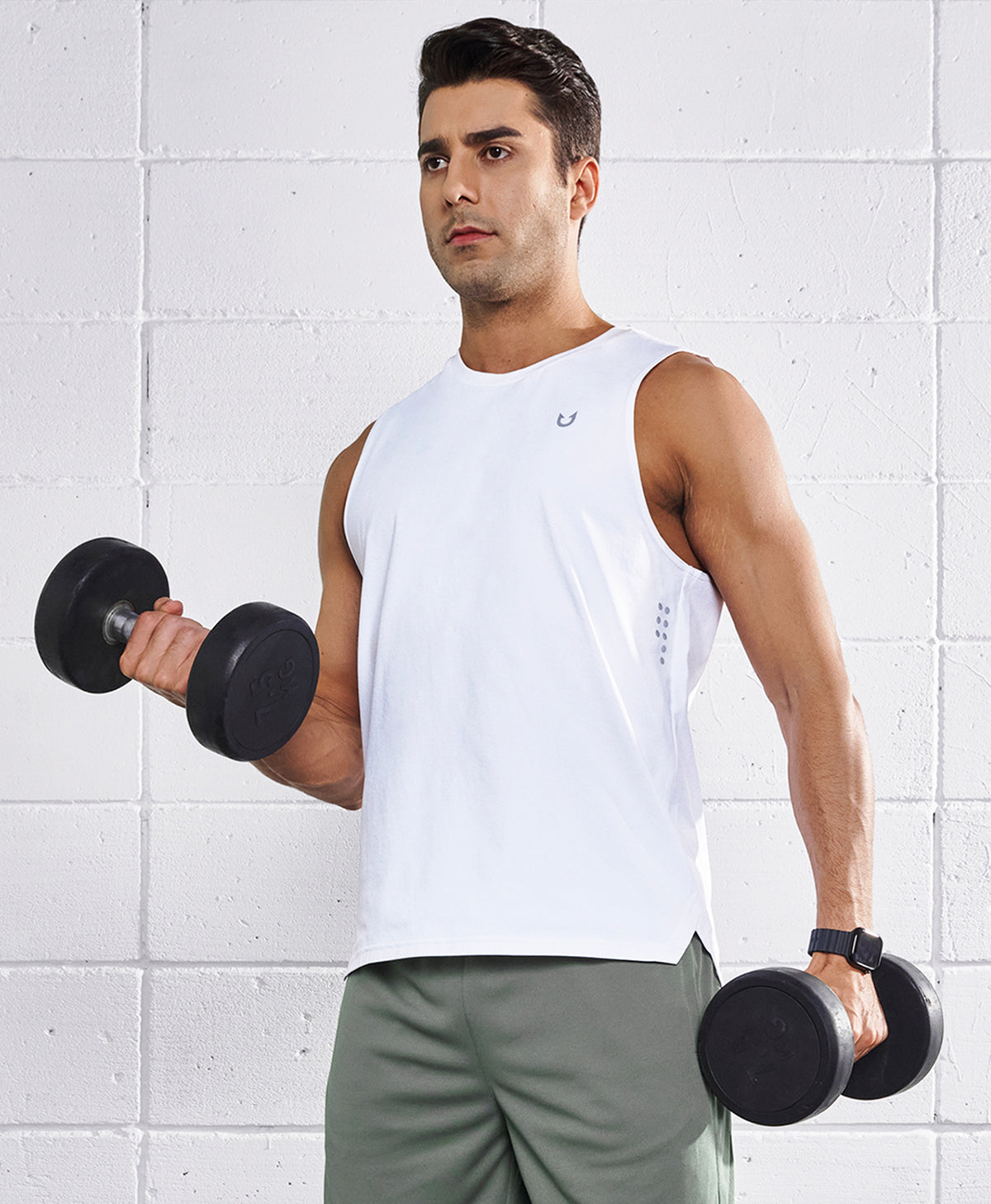 
Men's Muscle Workout Tank Top Performance Quick Dry Sleeveless Shirts — white