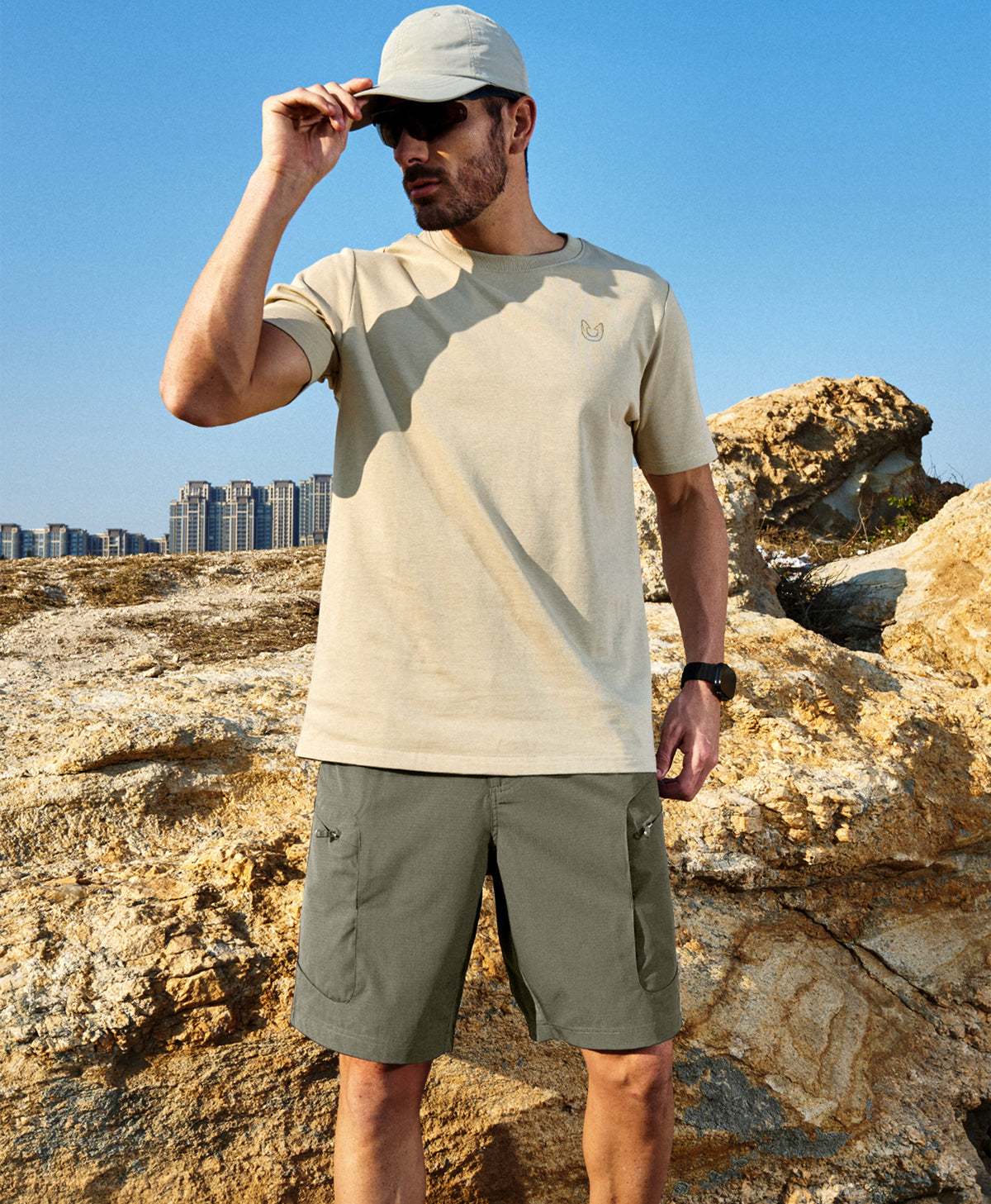 
Men's 9" Water-Resistant 4 Pockets Cargo Hiking Shorts — Sage Green