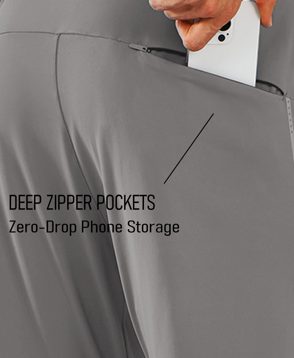 
Men's MotionFlex Tapered Joggers with Zipper Pockets — Light Grey