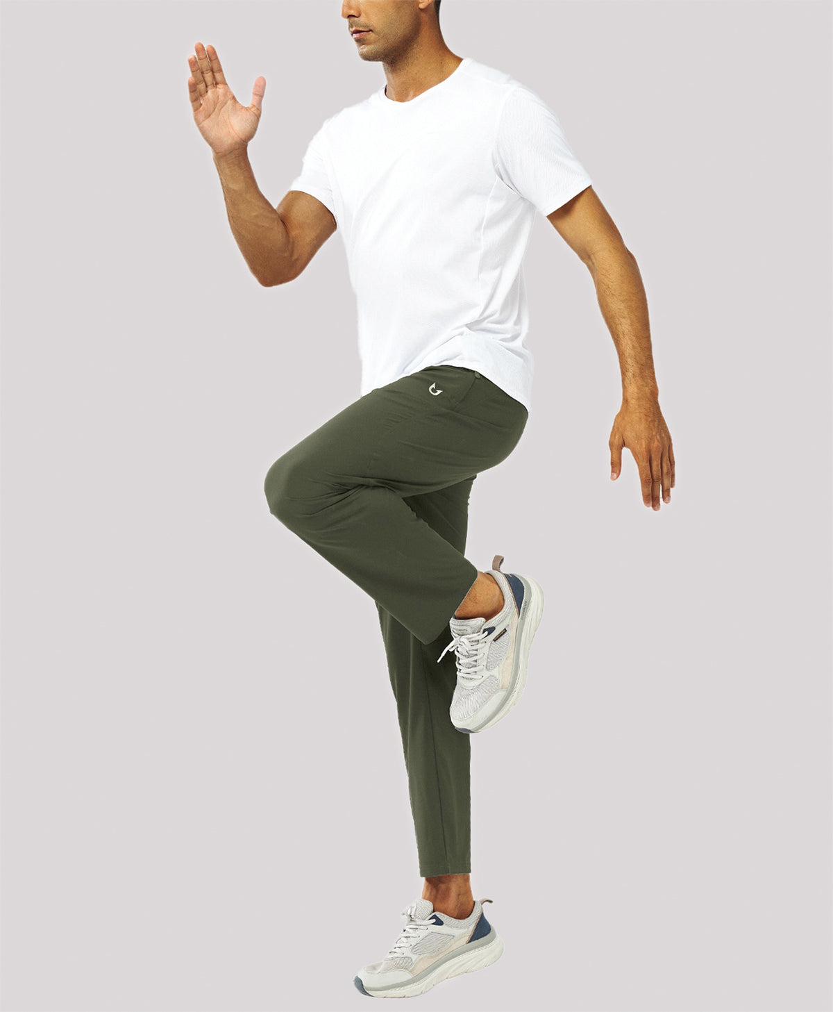 
Men's Lightweight Running Pants with Zipper Pockets — Army Green