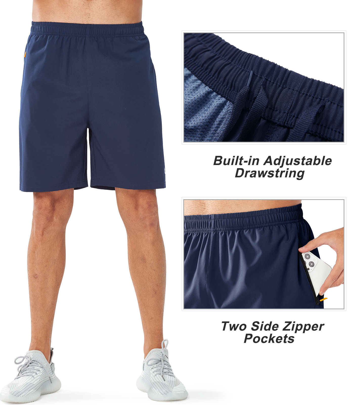 Men's Athletic Sports 9 inch Shorts Quick Dry for Training Gym Outdoor