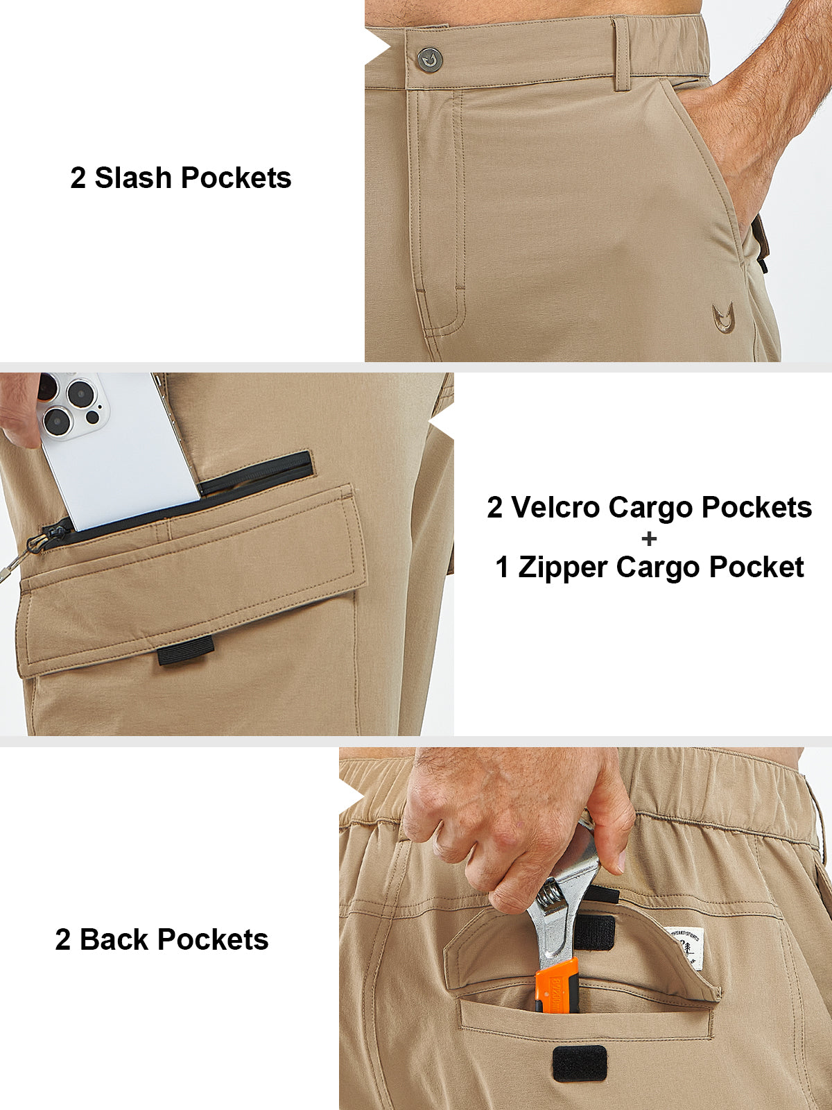 Men's Cargo Hiking Pants Lightweight with Multi Pockets for Outdoor