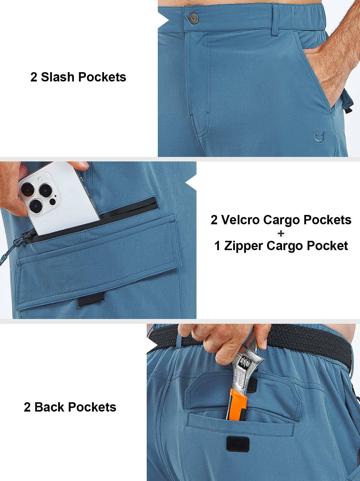 Men's Cargo Hiking Pants Lightweight with Multi Pockets for Outdoor