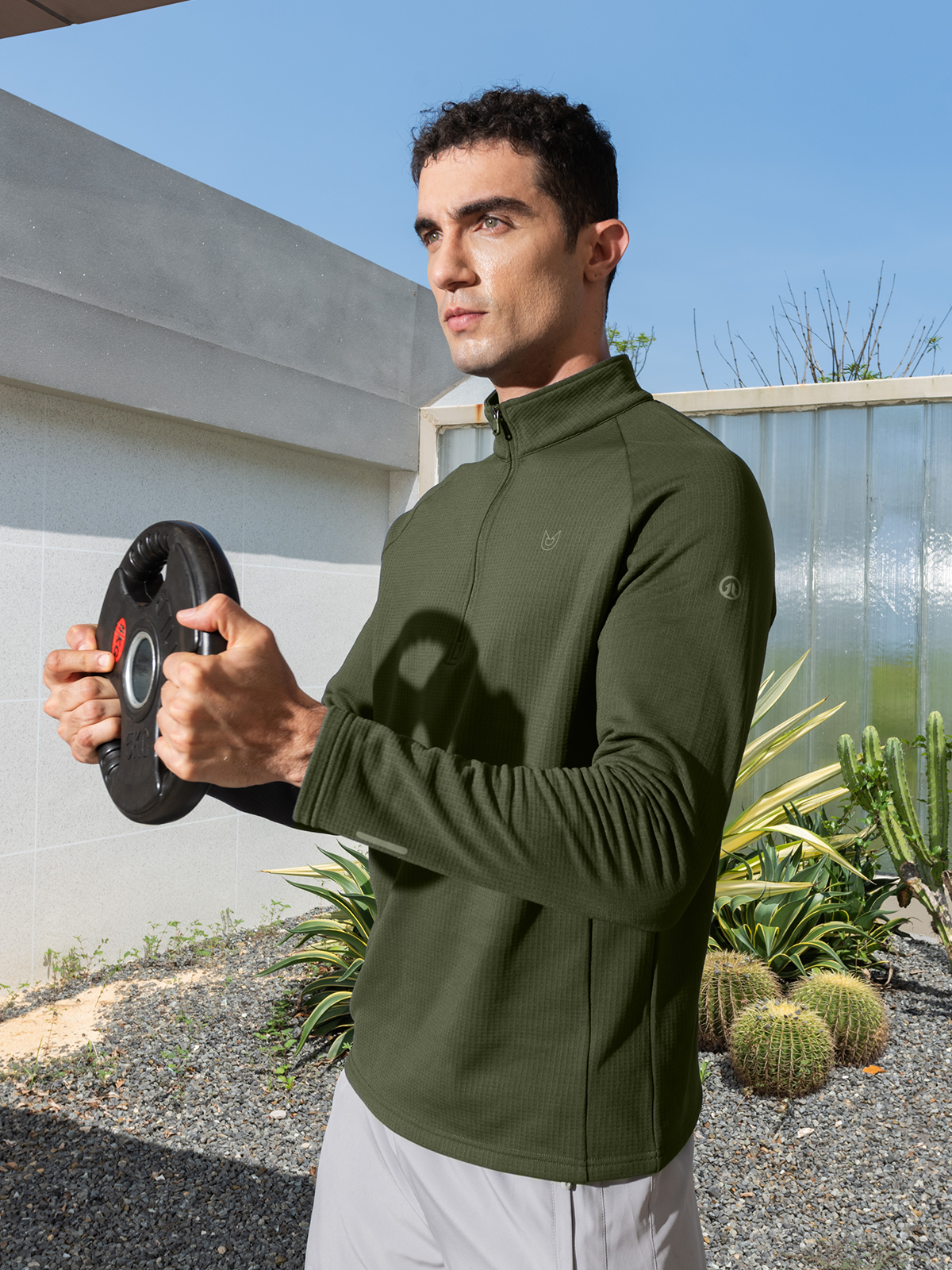 Men's Quarter Zip Pullover Fleece Long Sleeve Sweatshirts for Hiking