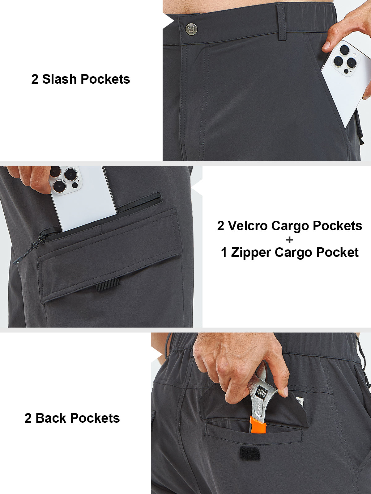 Men's Cargo Hiking Pants Lightweight with Multi Pockets for Outdoor