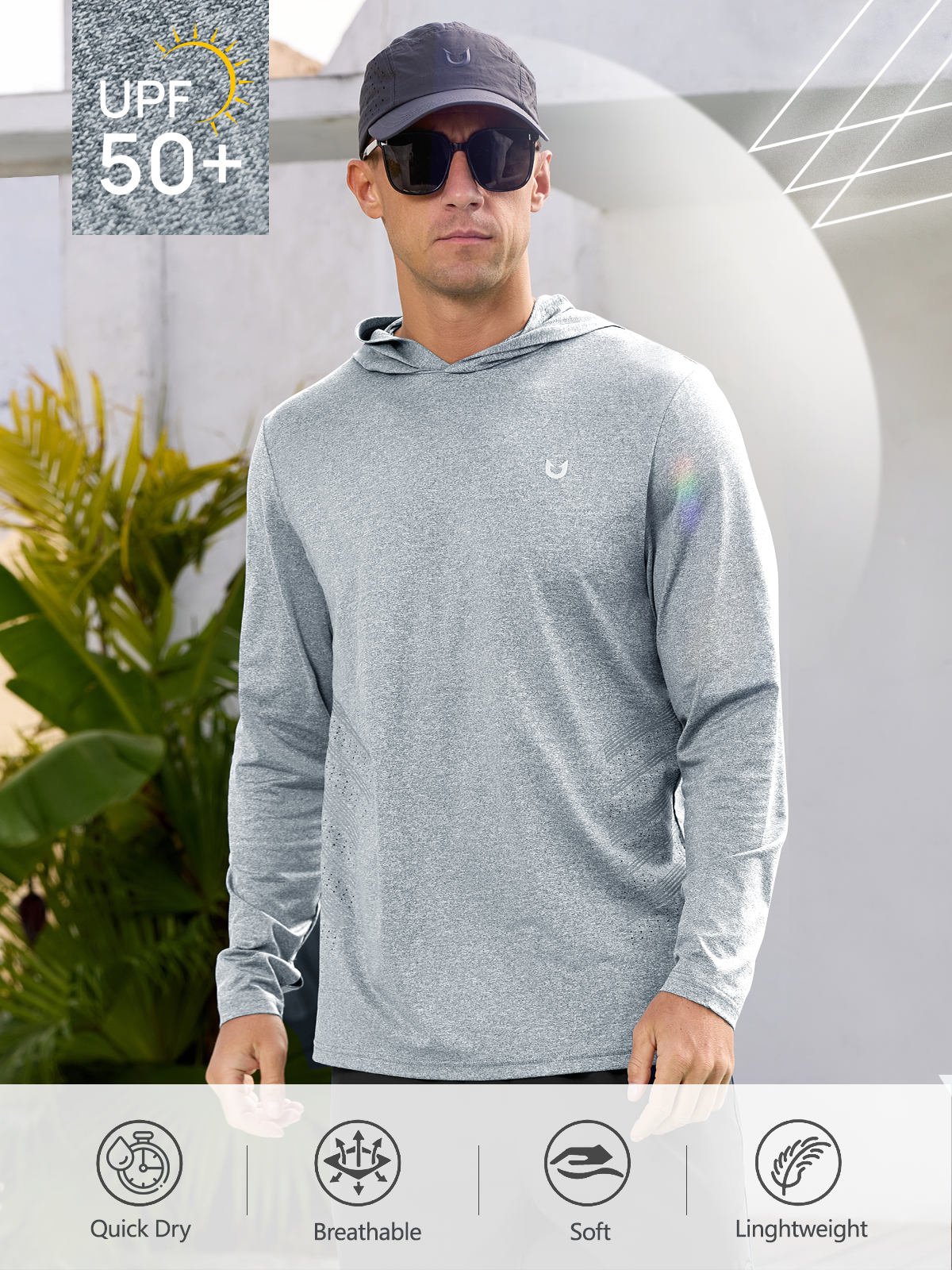 Men's Fishing Hoodie T-Shirt Long Sleeve Sun Protection for Run Hiking