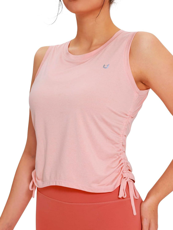 Women's Pink Heather Sleeveless Workout Tank Tops