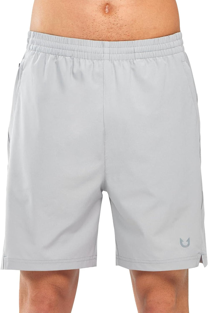 Men's Light Grey Lounge Athletic Workout 7 inch Shorts Front