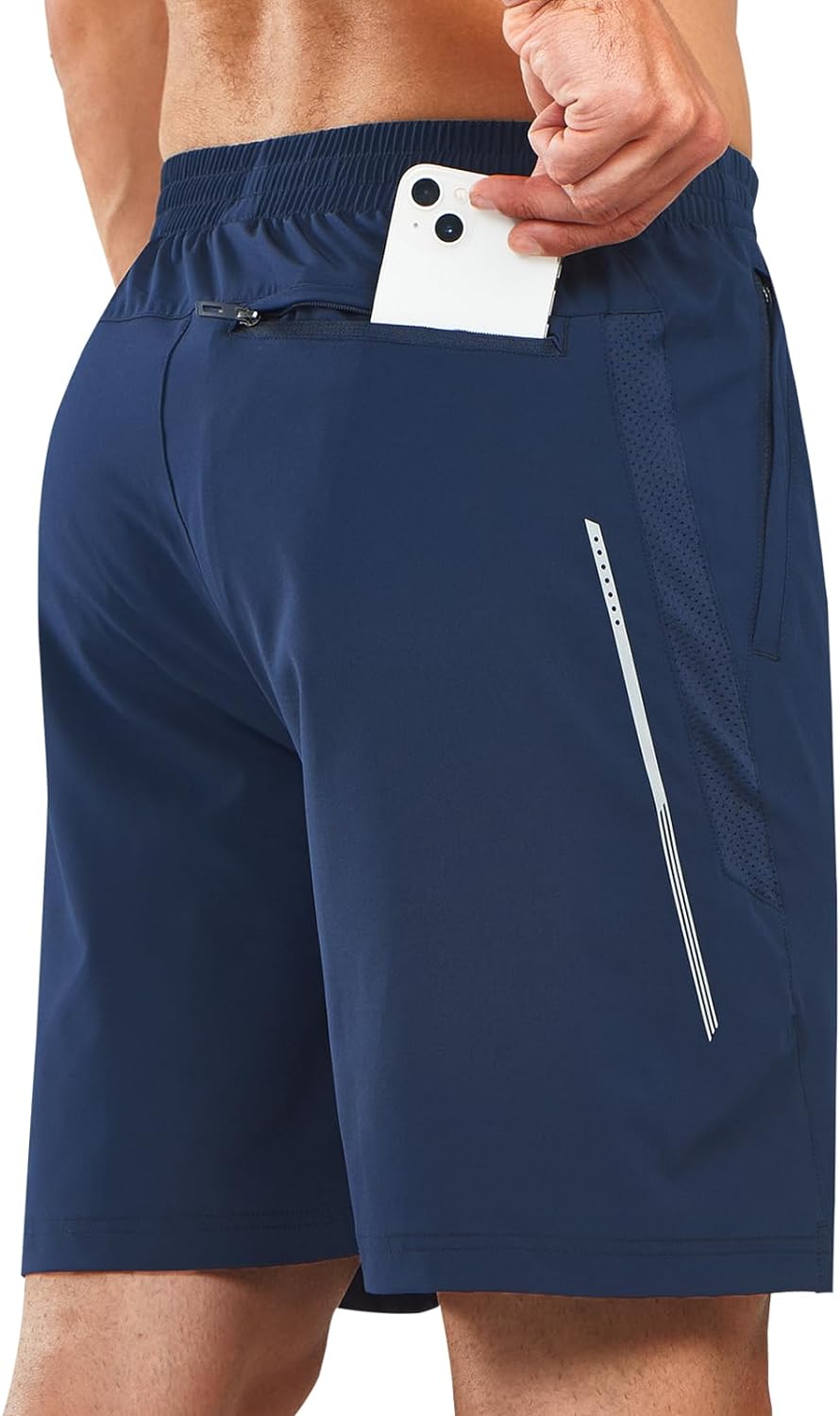Men's Navy Lounge Athletic Workout 7 inch Shorts Pocket