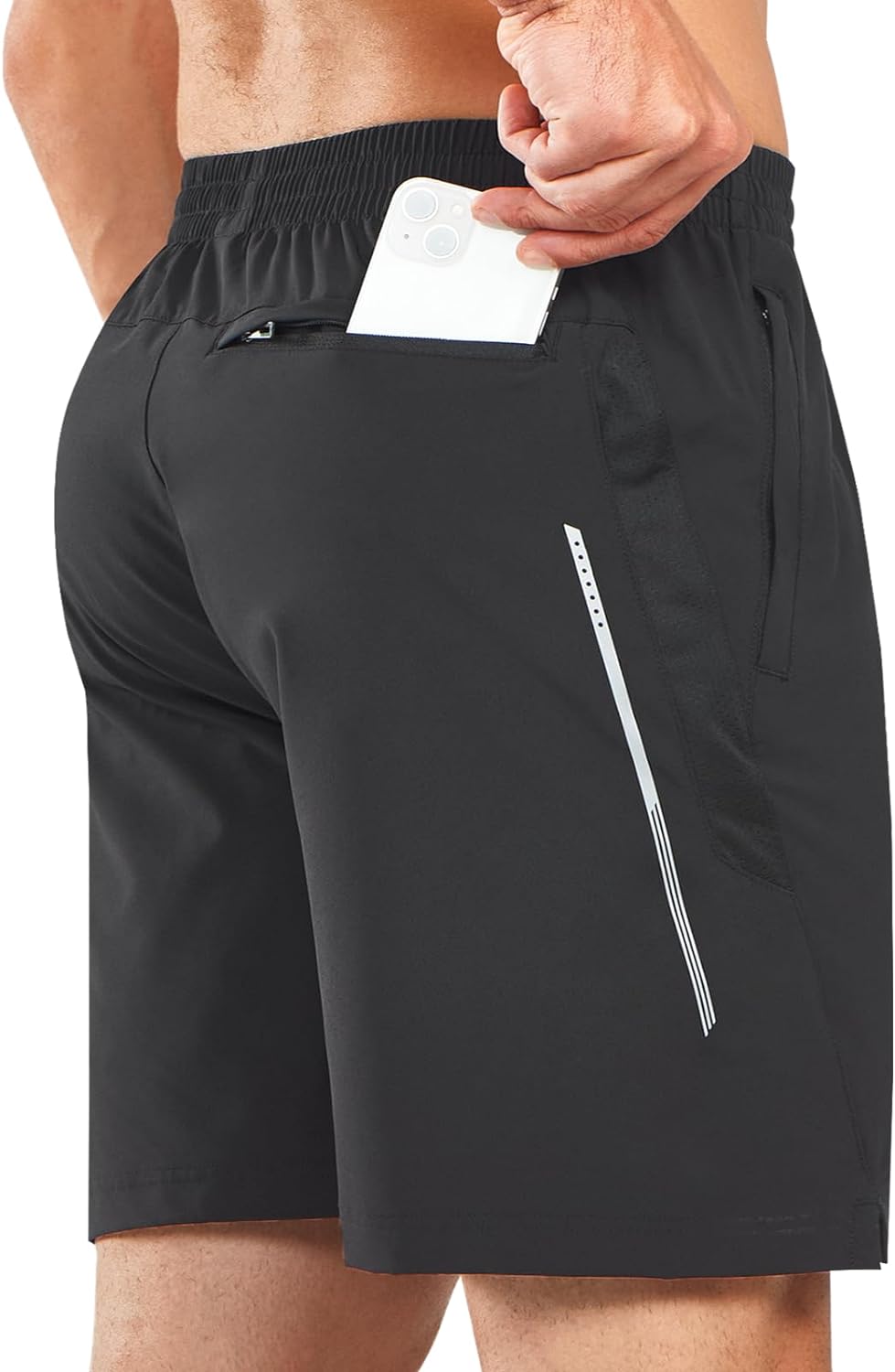 Men's Black Lounge Athletic Workout 7 inch Shorts Pocket