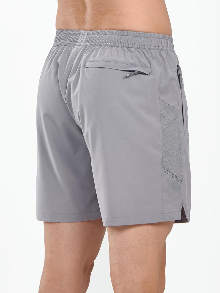 Northyard Men's Stone Athletic 5 Inch Biker Shorts with Pockets Quick Dry for Workout Back