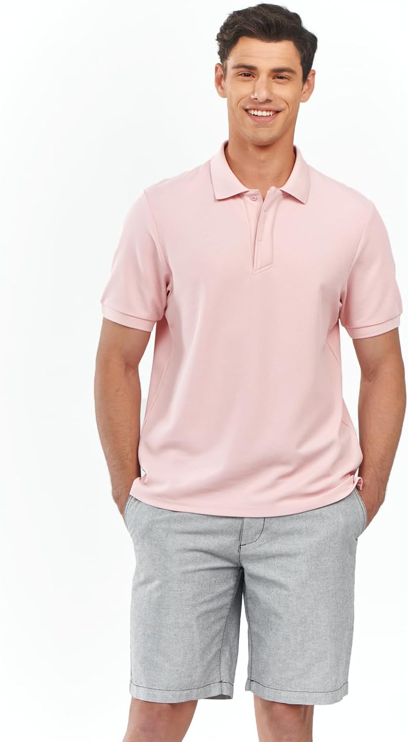 Northyard Men's Pink Cotton Tennis Polo Shirts Golf Pickleball Casual Knitted T-Shirt Front