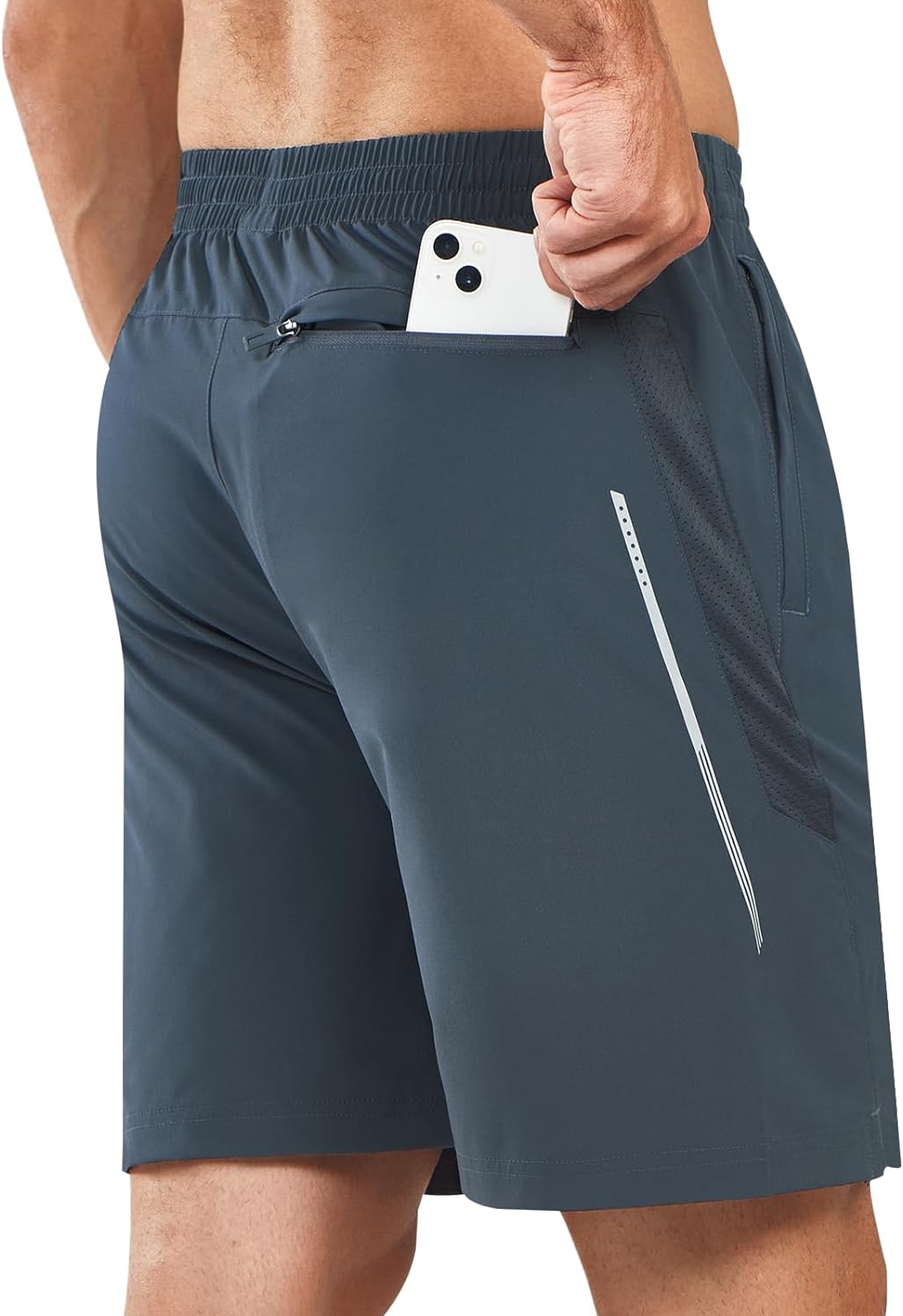 Men's Cool Grey Lounge Athletic Workout 7 inch Shorts Pocket