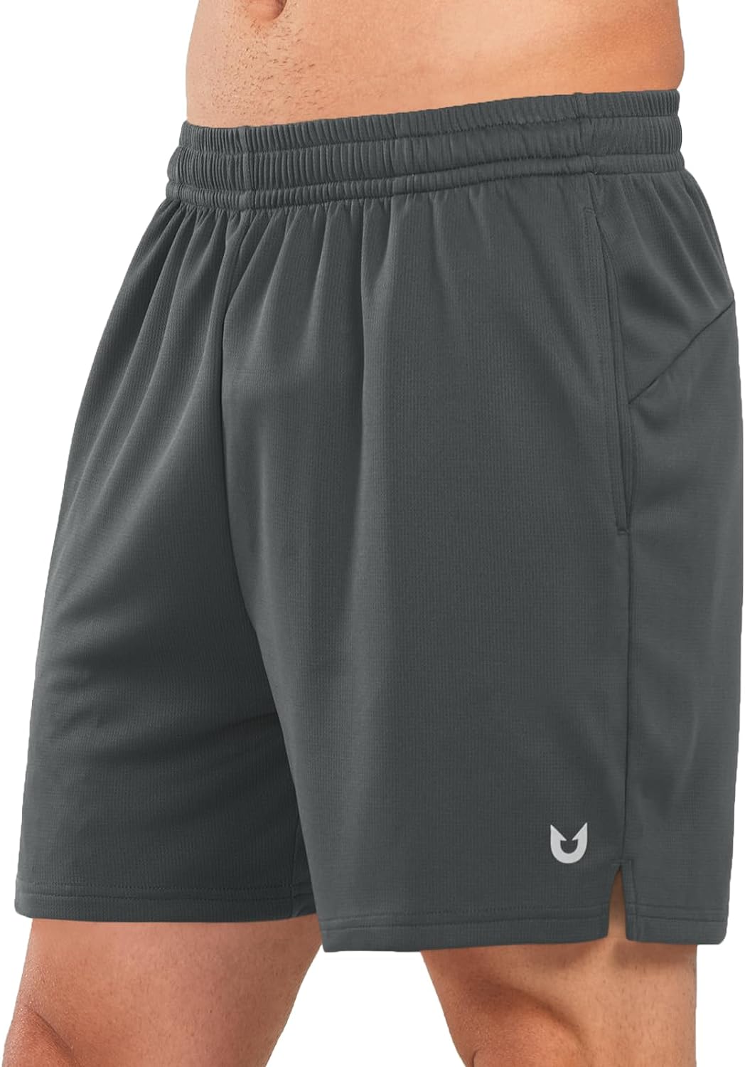 Men's Cool Grey 5-inch Tennis Mesh Shorts with Pockets Quick Dry for Gym Running