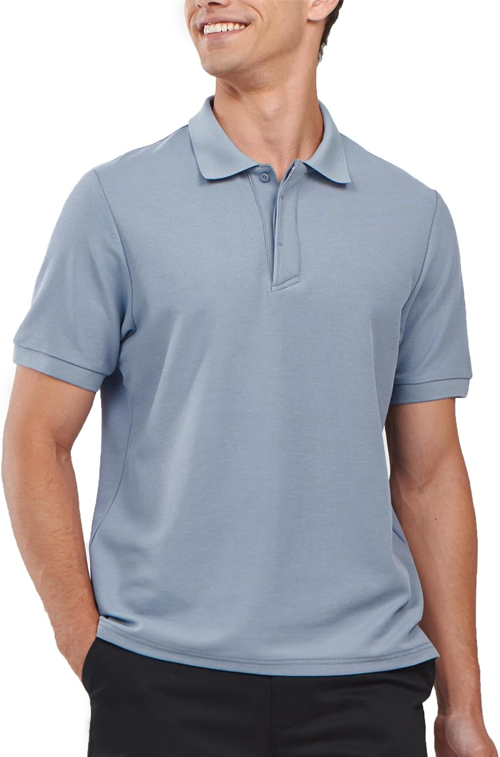 Northyard Men's Grey Blue Cotton Tennis Polo Shirts Golf Pickleball Casual Knitted T-Shirt