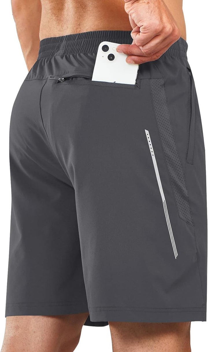 Men's Dark Grey Lounge Athletic Workout 7 inch Shorts Pocket
