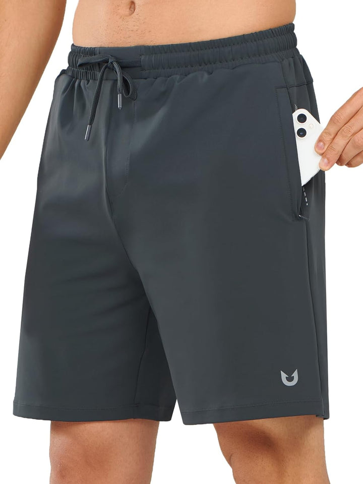 NORTHYARD Men's 7" Dark Grey Breathable Running Shorts with Pocket for Tennis Gym Training