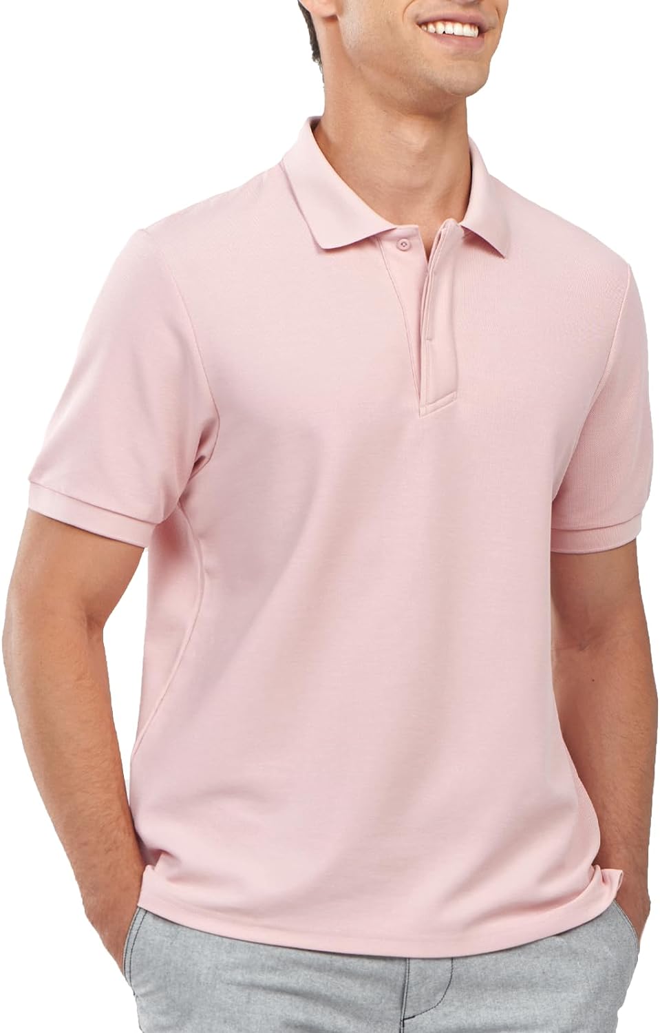 Northyard Men's Pink Cotton Tennis Polo Shirts Golf Pickleball Casual Knitted T-Shirt