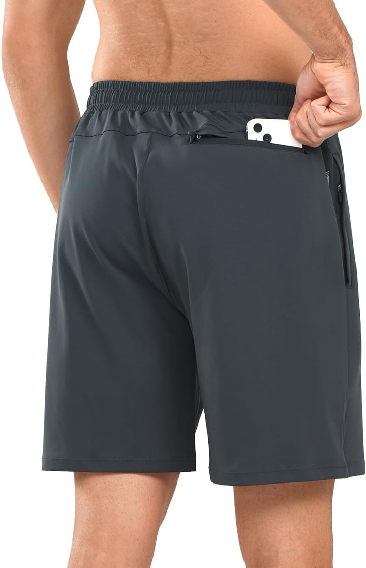 NORTHYARD Men's 7" Dark Grey Breathable Running Shorts with Pocket for Tennis Gym Training Back
