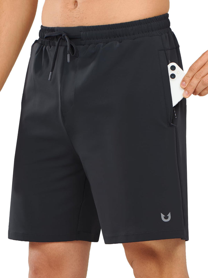 NORTHYARD Men's 7" Black Breathable Running Shorts with Pocket for Tennis Gym Training