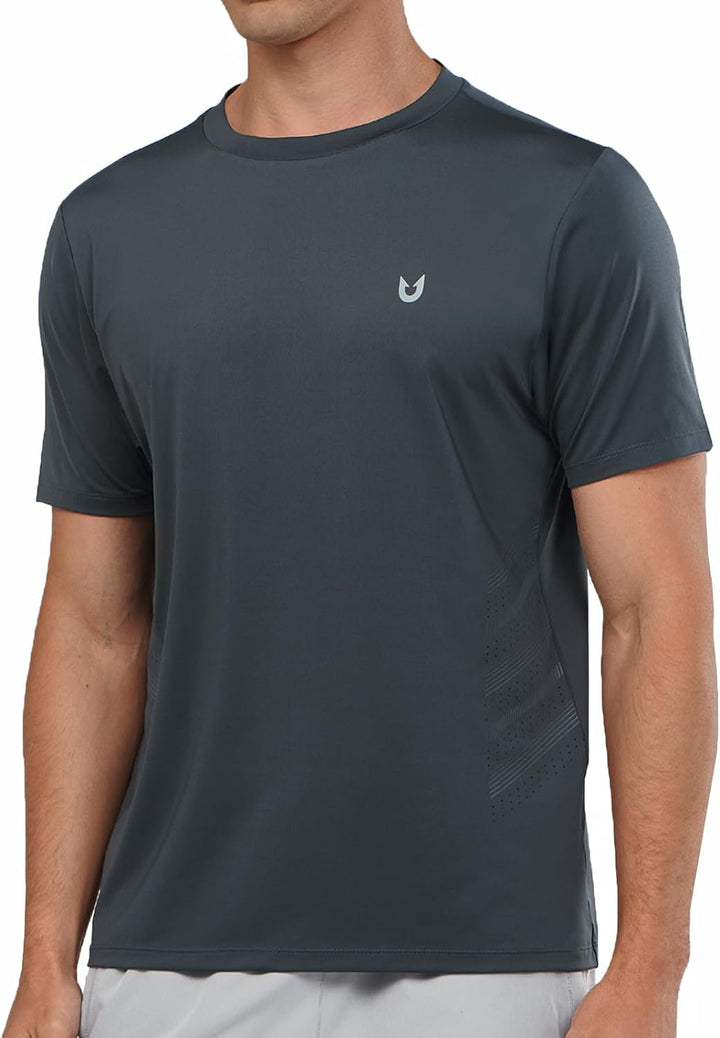 Northyard Men's Dark Grey Crew Workout T Shirts Performance Breathable for Gym Training