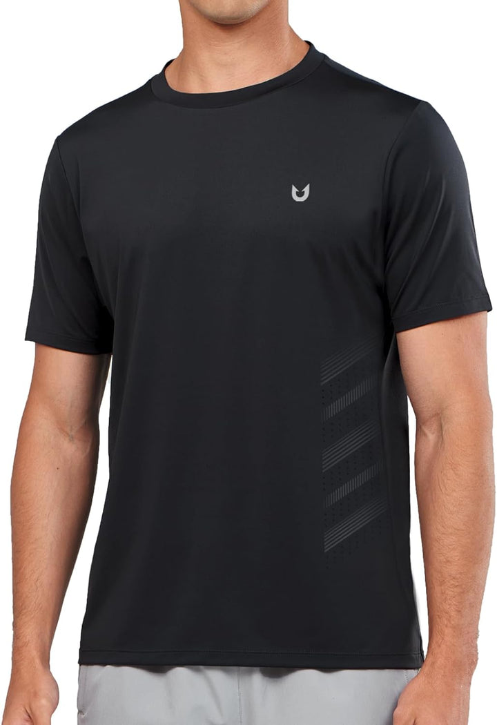 Northyard Men's Black Crew Workout T Shirts Performance Breathable for Gym Training