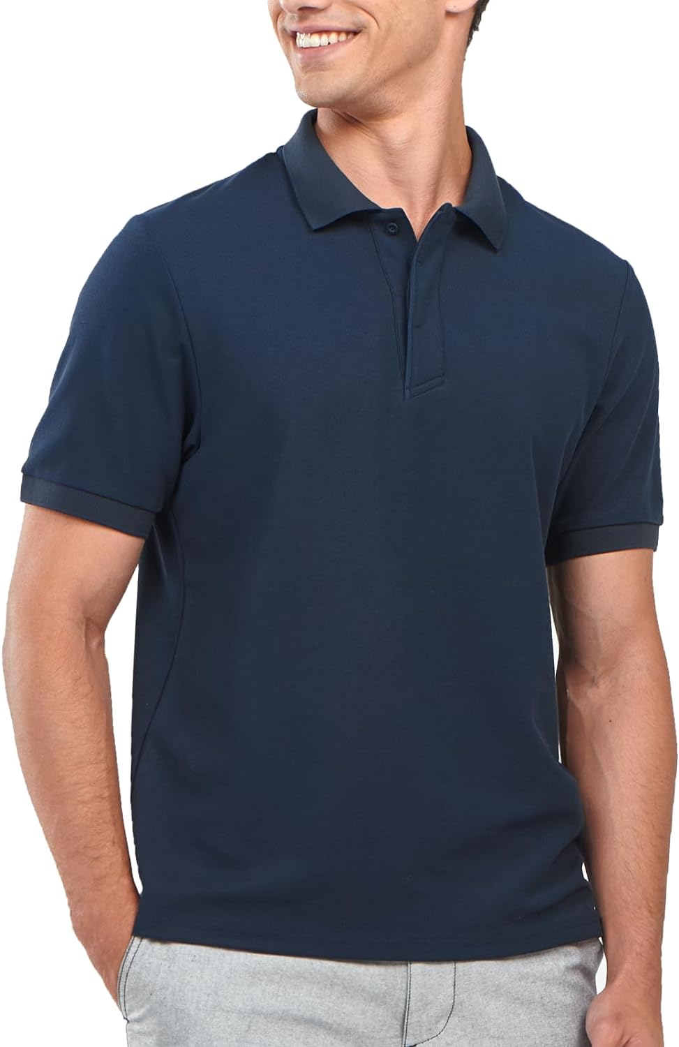 Northyard Men's Navy Cotton Tennis Polo Shirts Golf Pickleball Casual Knitted T-Shirt