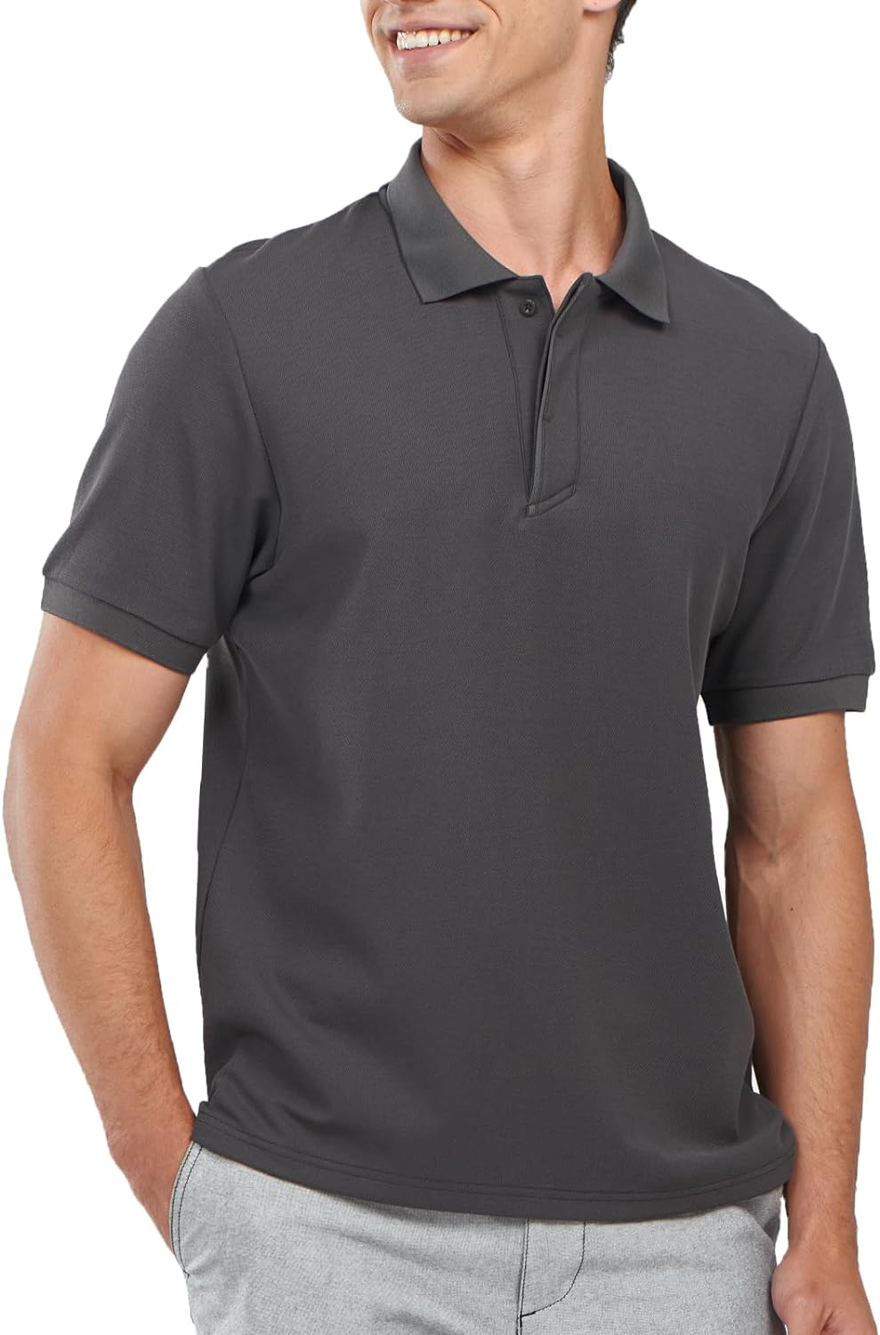 Northyard Men's Dark Grey Cotton Tennis Polo Shirts Golf Pickleball Casual Knitted T-Shirt