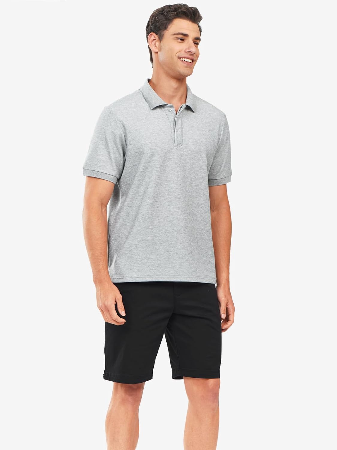 Northyard Men's Light Grey Cotton Tennis Polo Shirts Golf Pickleball Casual Knitted T-Shirt Front