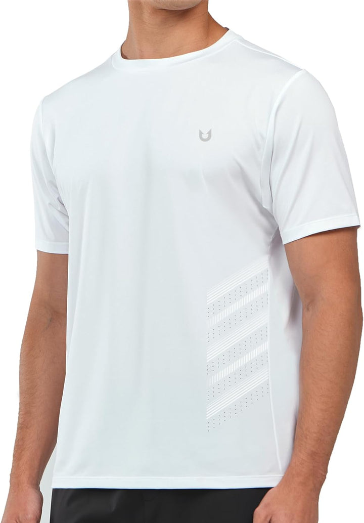 Northyard Men's White Crew Workout T Shirts Performance Breathable for Gym Training