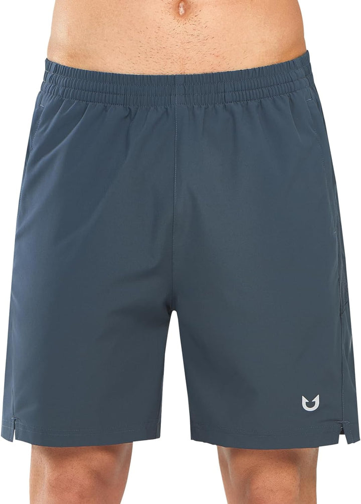 Men's Cool Grey Lounge Athletic Workout 7 inch Shorts Front
