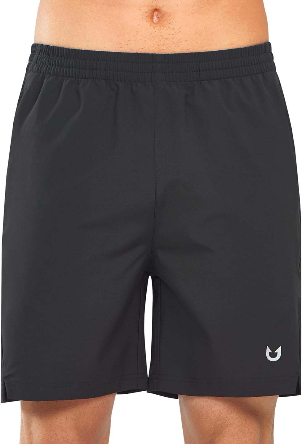 Men's Black Lounge Athletic Workout 7 inch Shorts Front