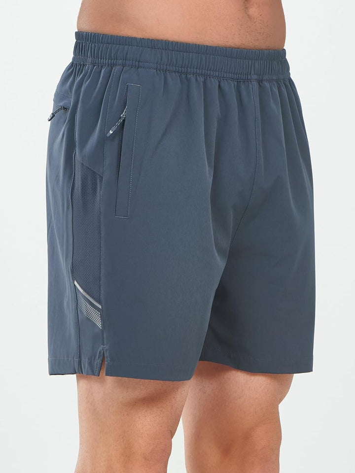Northyard Men's Cool Grey Athletic 5 Inch Biker Shorts with Pockets Quick Dry for Workout Side