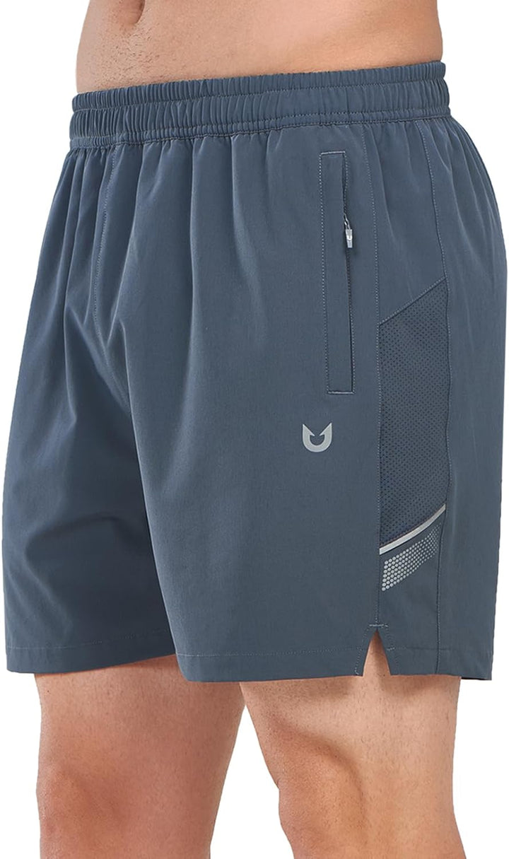 Northyard Men's Cool Grey Athletic 5 Inch Biker Shorts with Pockets Quick Dry for Workout