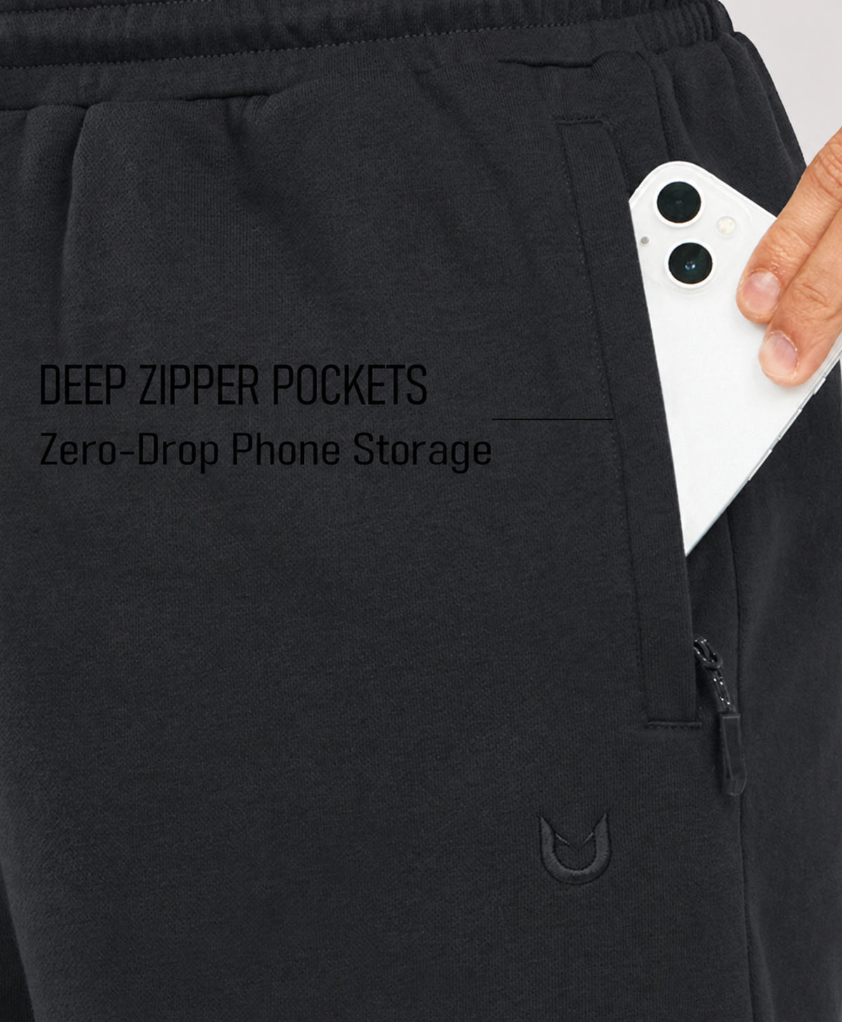 
Men's 7" Soft Cotton Sweat Shorts with Zip Pockets — Black