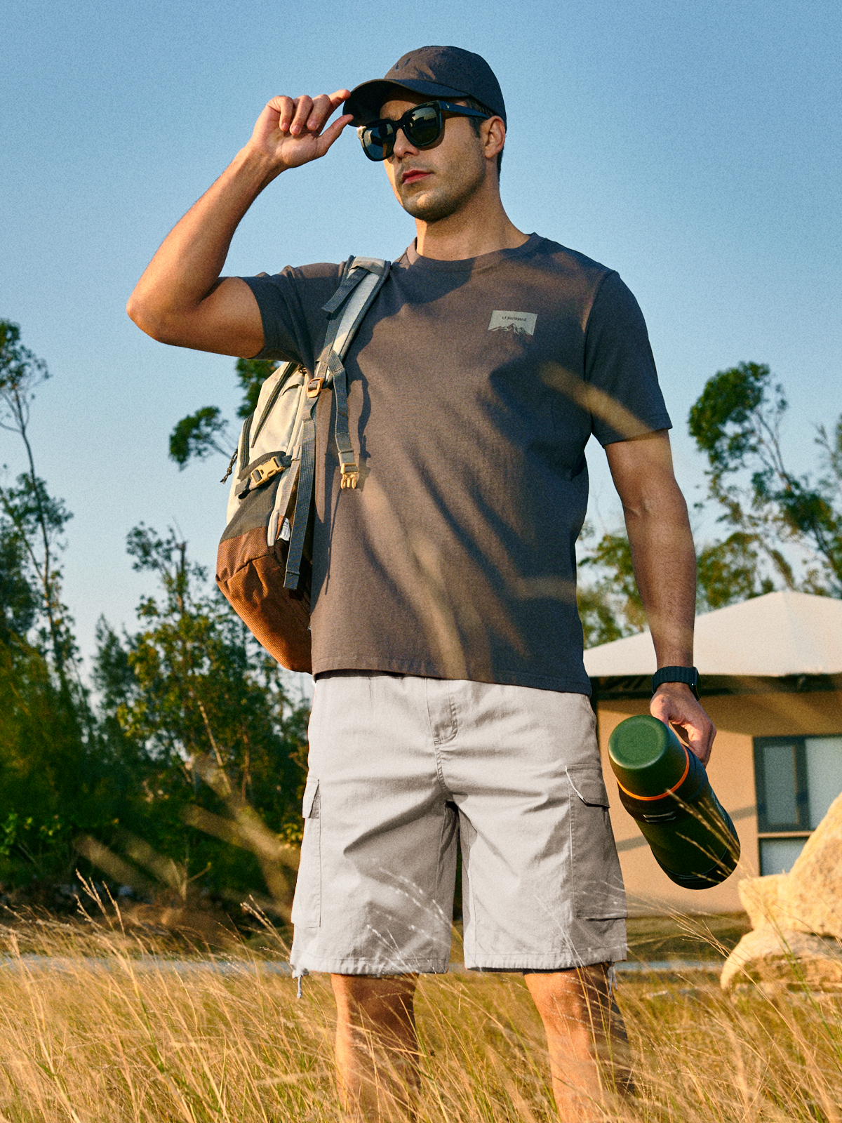 
Men's Casual Outdoor Cargo Shorts with Pockets Twill for Hiking