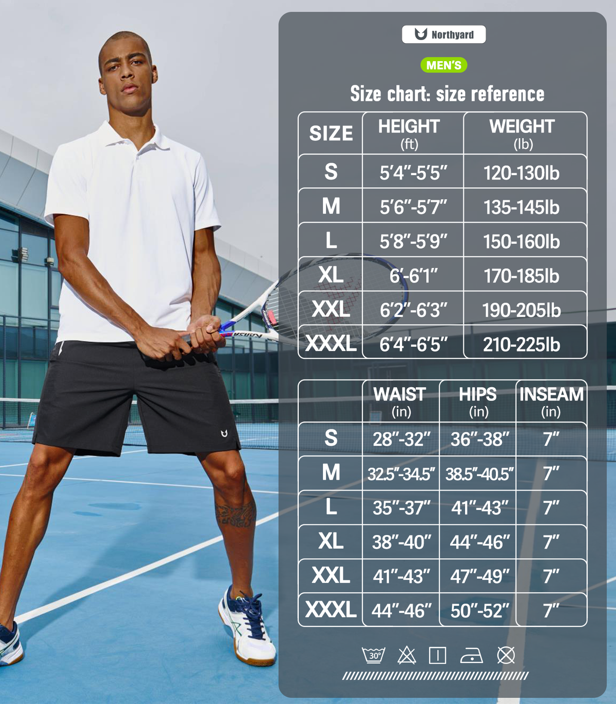 Men's 7" Stretchy Performance Pickleball Shorts with Triple Secure Zipper Pockets