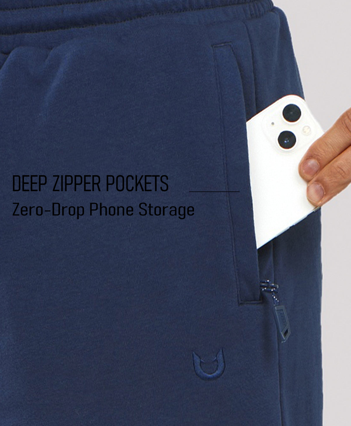
Men's 7" Soft Cotton Sweat Shorts with Zip Pockets — Navy