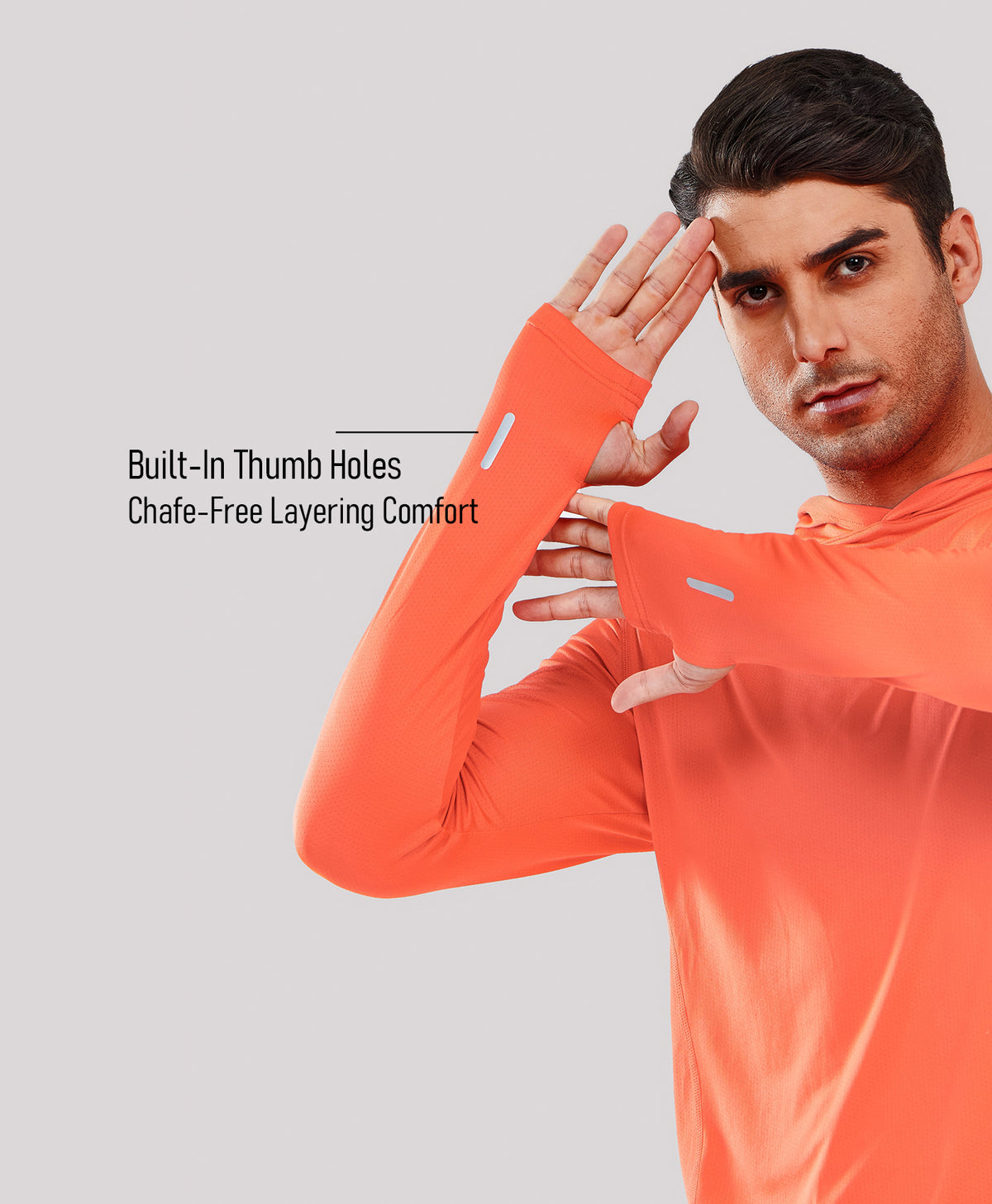 
Men's UPF50+ Rash Guard Hoodie T-Shirts — Red