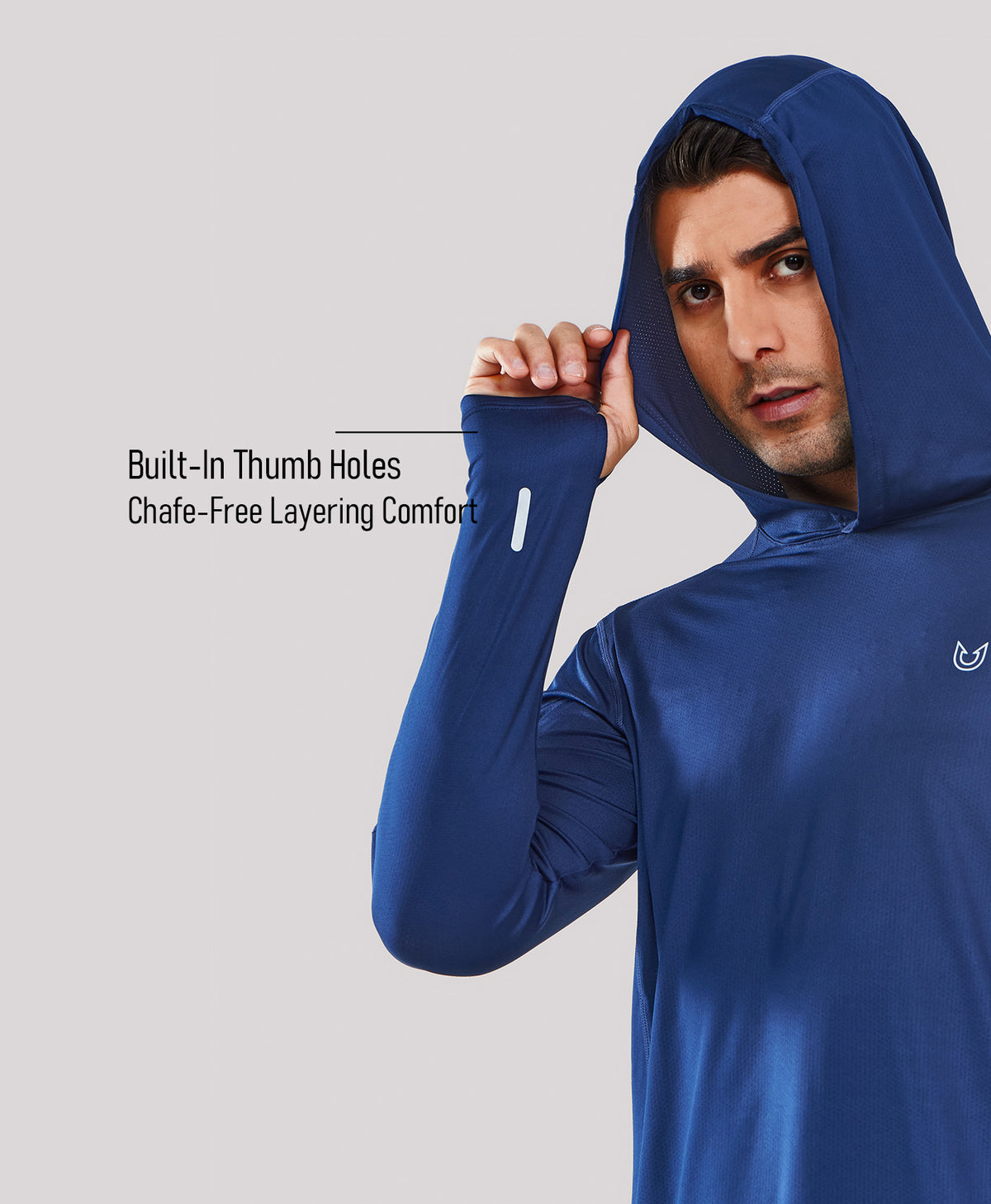
Men's UPF50+ Rash Guard Hoodie T-Shirts — Navy