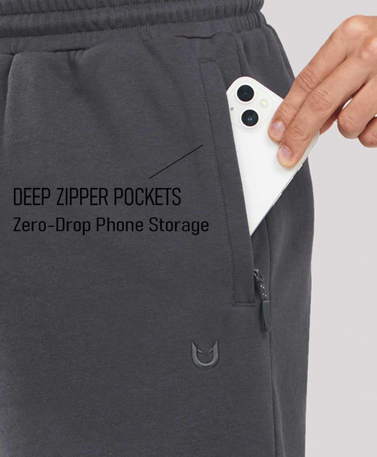 
Men's 7" Soft Cotton Sweat Shorts with Zip Pockets — Dark Grey