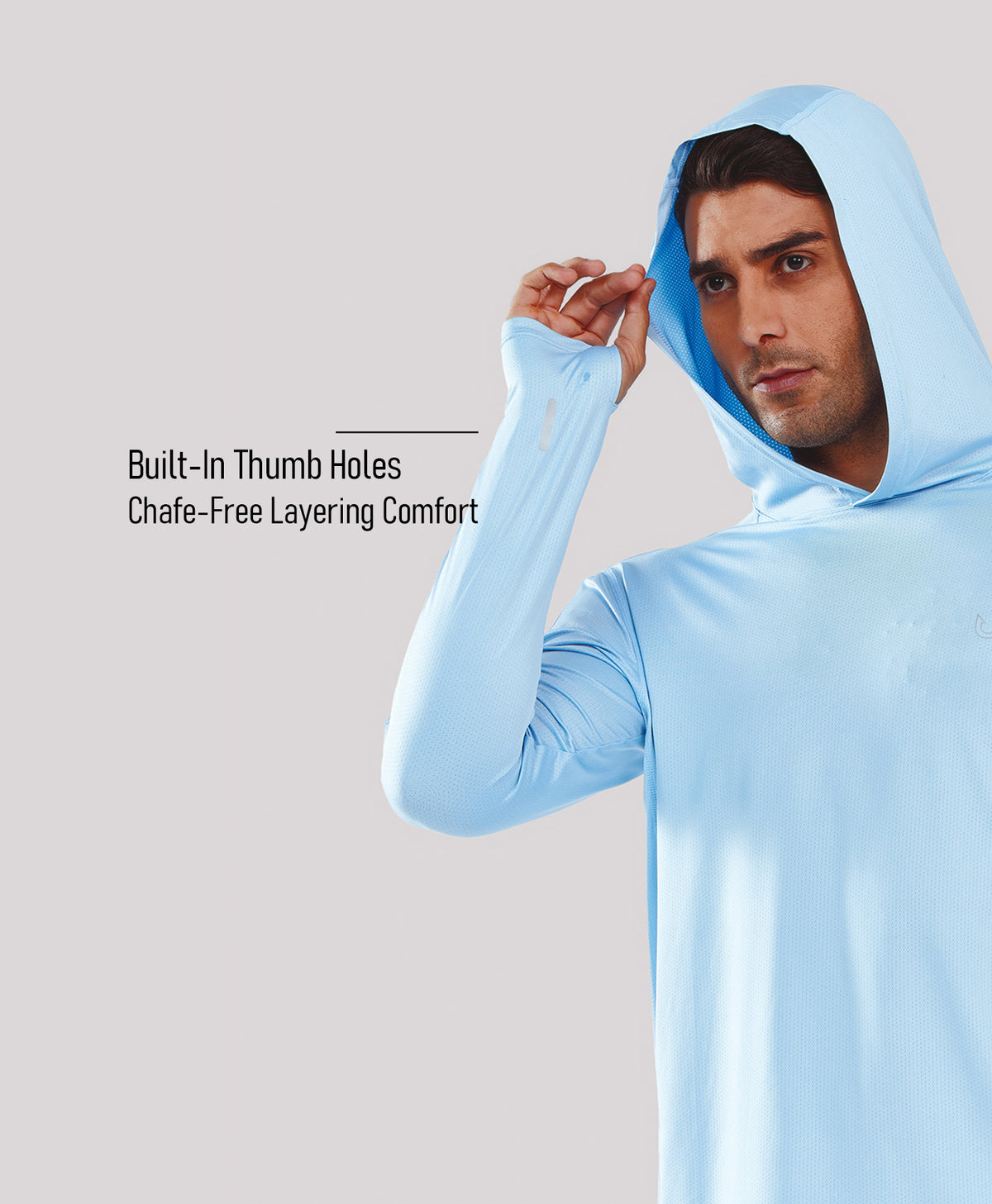 
Men's UPF50+ Rash Guard Hoodie T-Shirts — Sky Blue