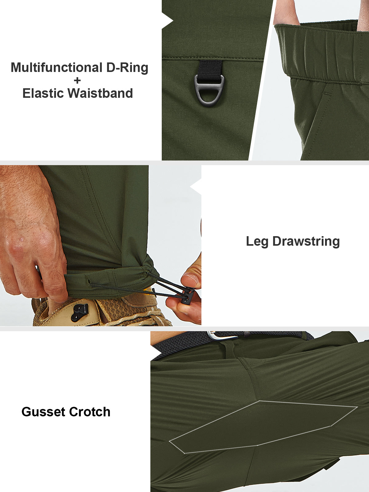 Men's Cargo Hiking Pants Lightweight with Multi Pockets for Outdoor