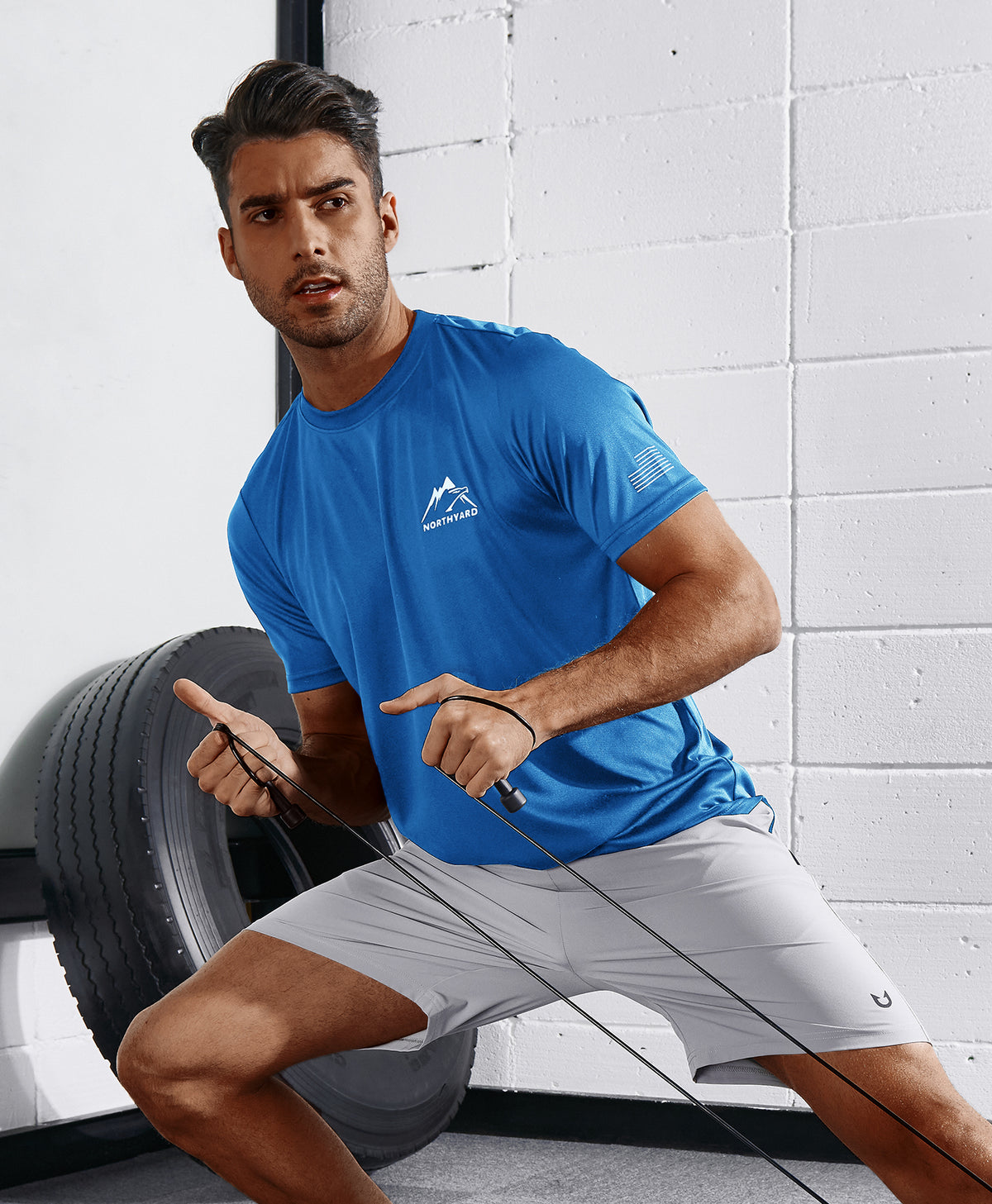 
Men's Athletic Running T-Shirts Short Sleeve Workout Dry fit Gym Sport — Dark Blue