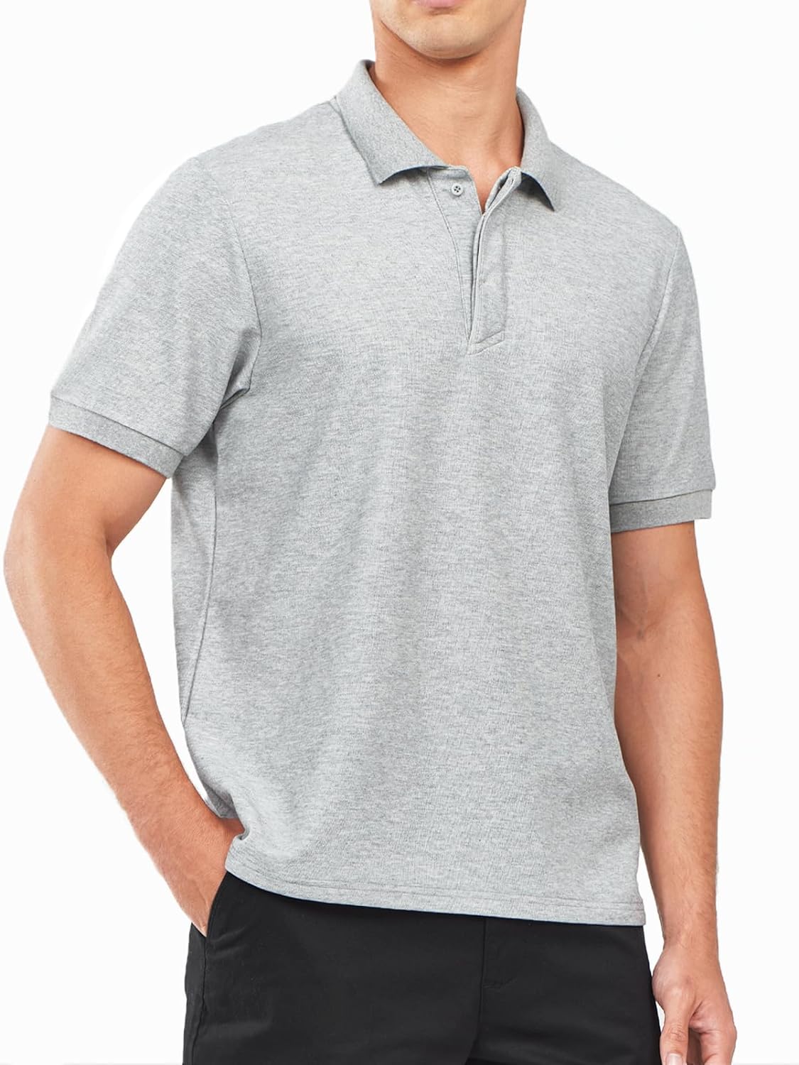 Northyard Men's Light Grey Cotton Tennis Polo Shirts Golf Pickleball Casual Knitted T-Shirt