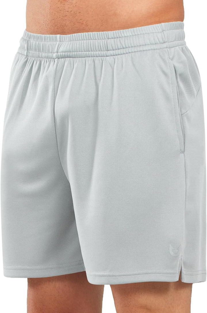 Men's Light Grey 5-inch Tennis Mesh Shorts with Pockets Quick Dry for Gym Running