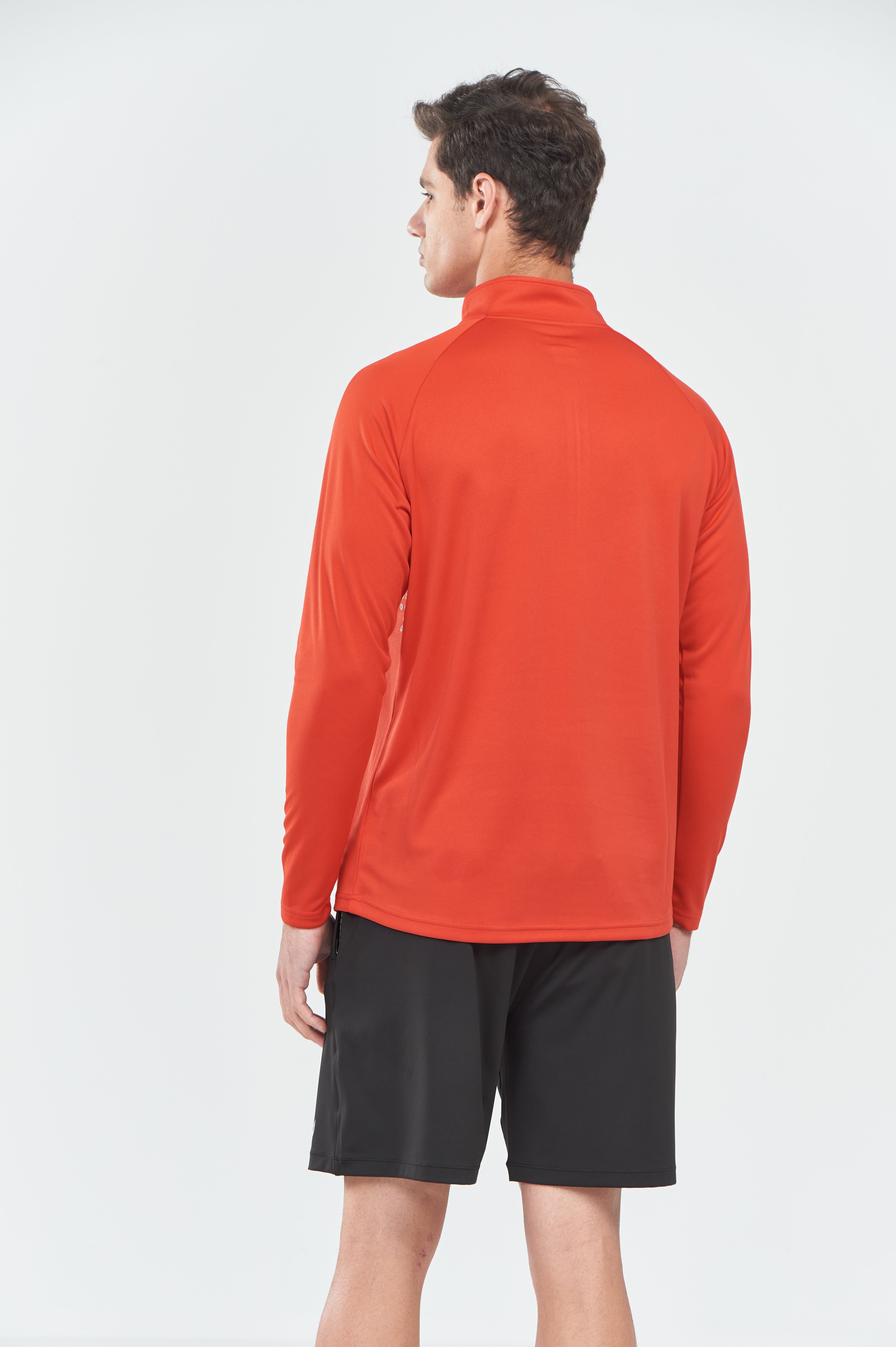Men's Red Quarter 1/4 Zip Sweatshirt Pullover lightweight Athletic Shirts Back